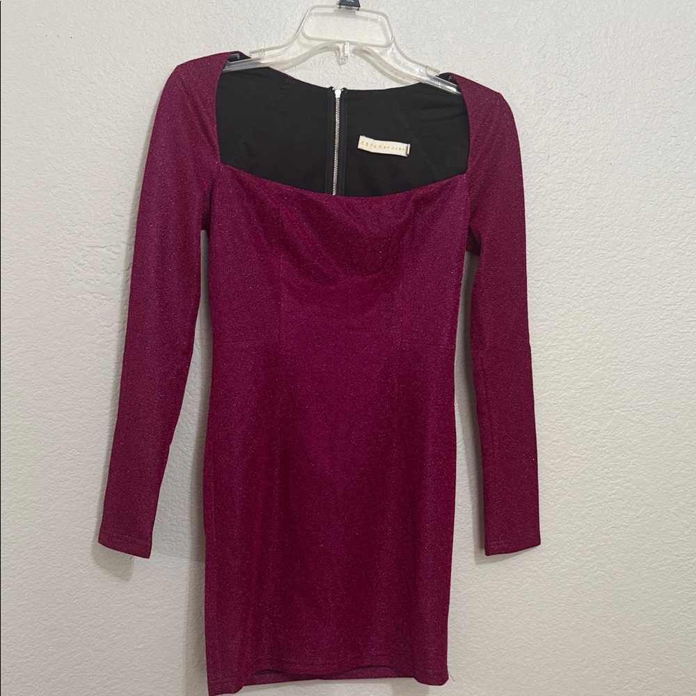 Abyss By Abby Magenta Long Sleeve Dress
